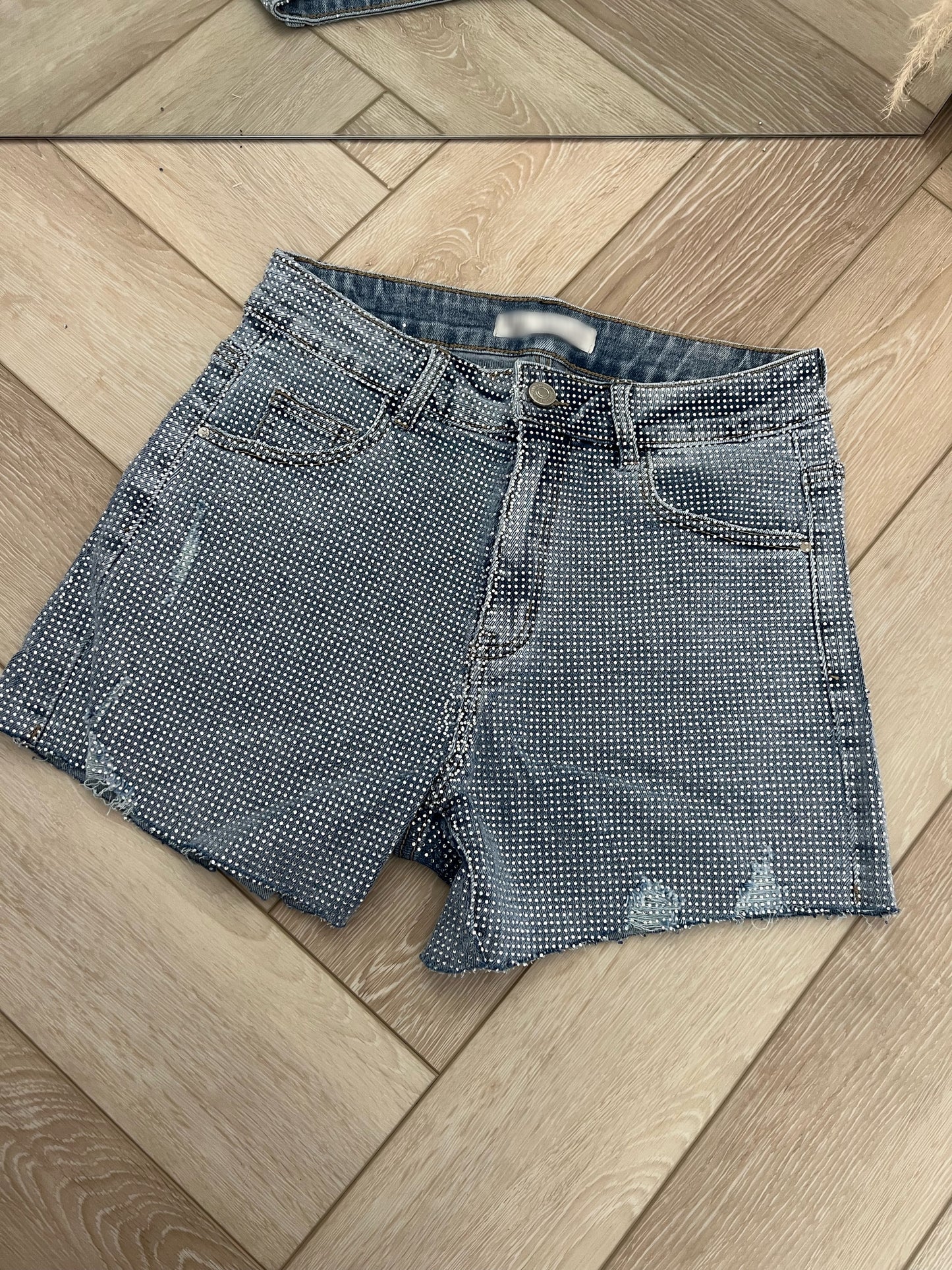 Mid Blue Super Stretch Denim Shorts