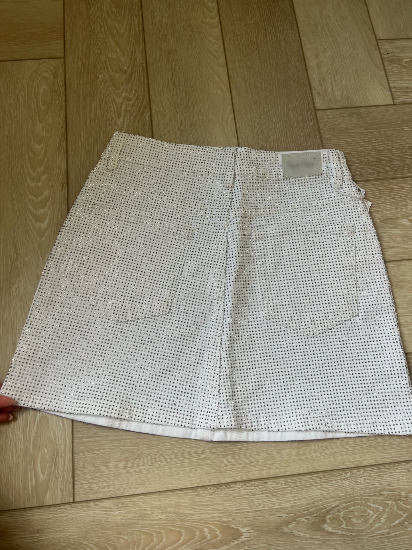 White Diamanté Mini Skirt