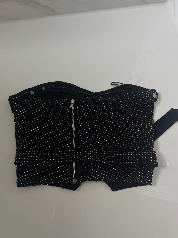Strapless Belted Diamanté Top