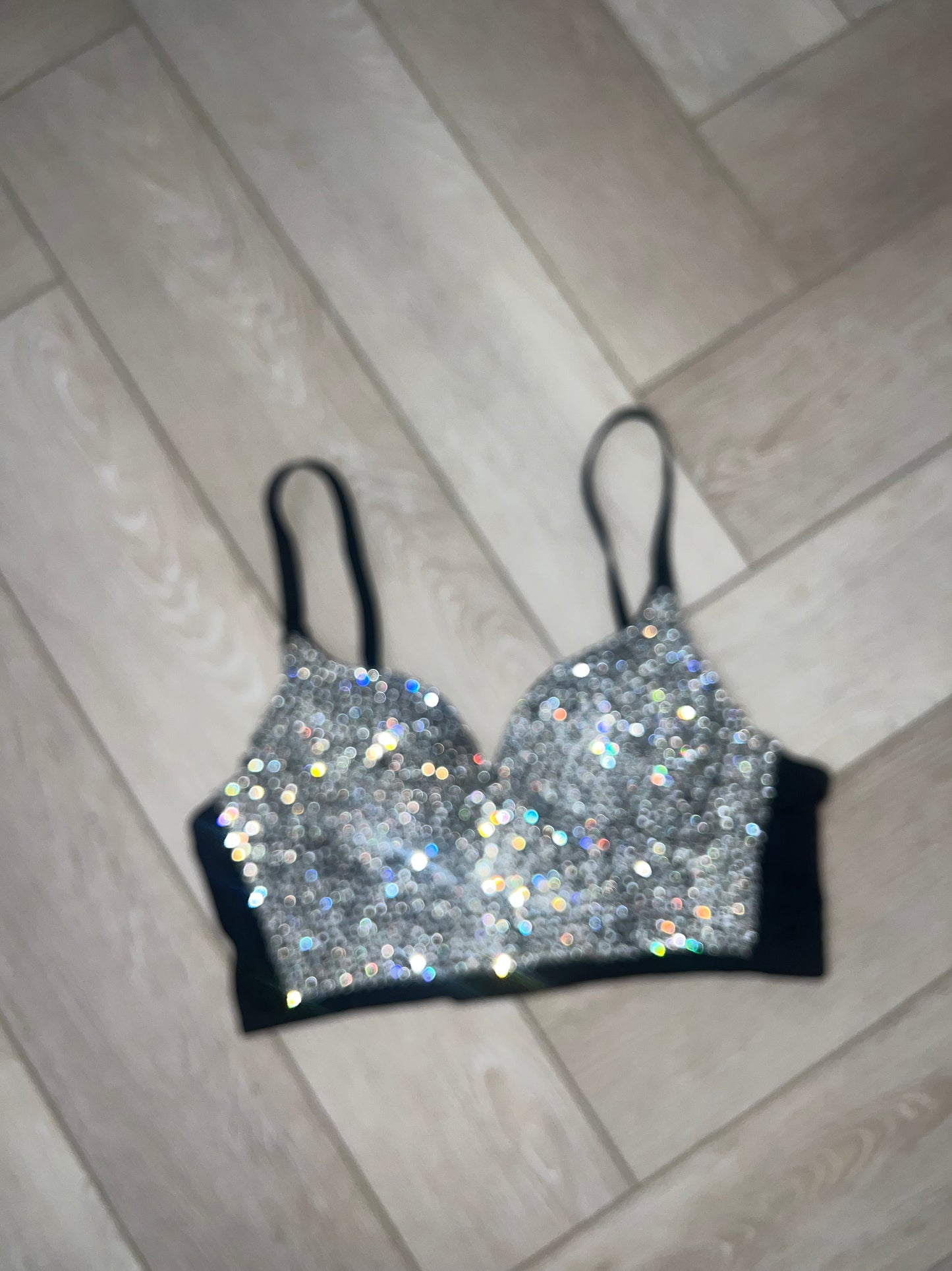 Black Diamanté Bustier Top