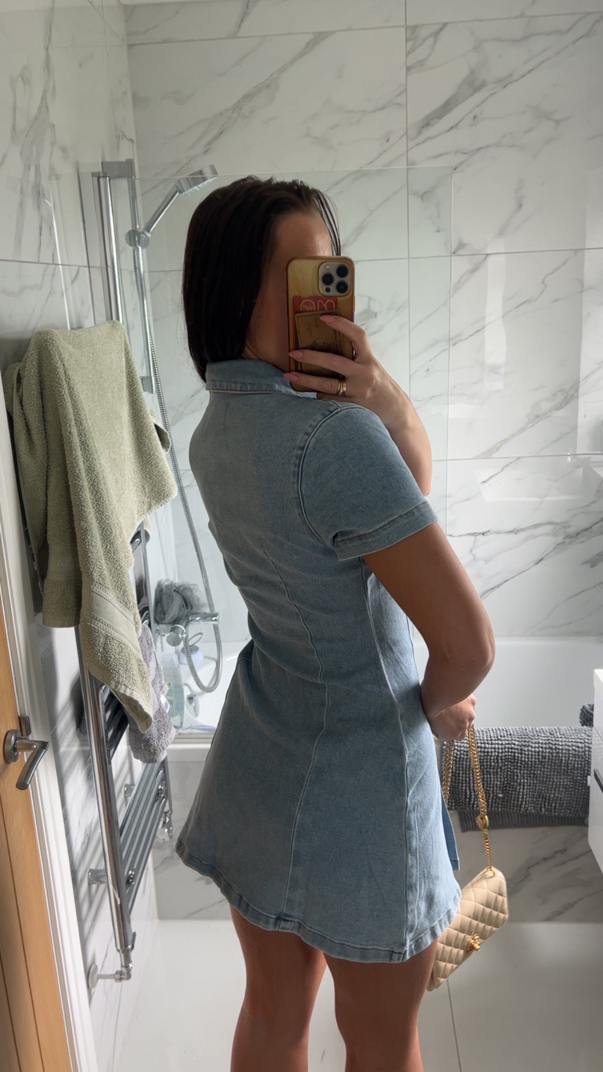 Cap Sleeve Denim Mini Dress