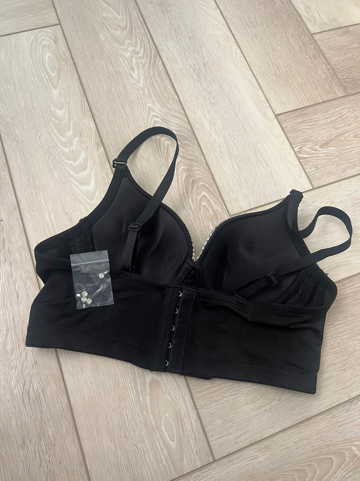 Black Diamanté Bustier Top