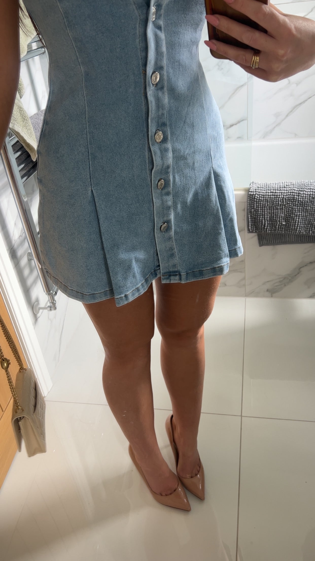 Cap Sleeve Denim Mini Dress