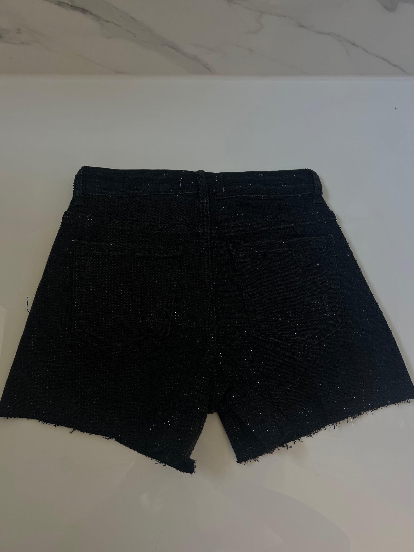 Black Stretchy Diamanté Shorts