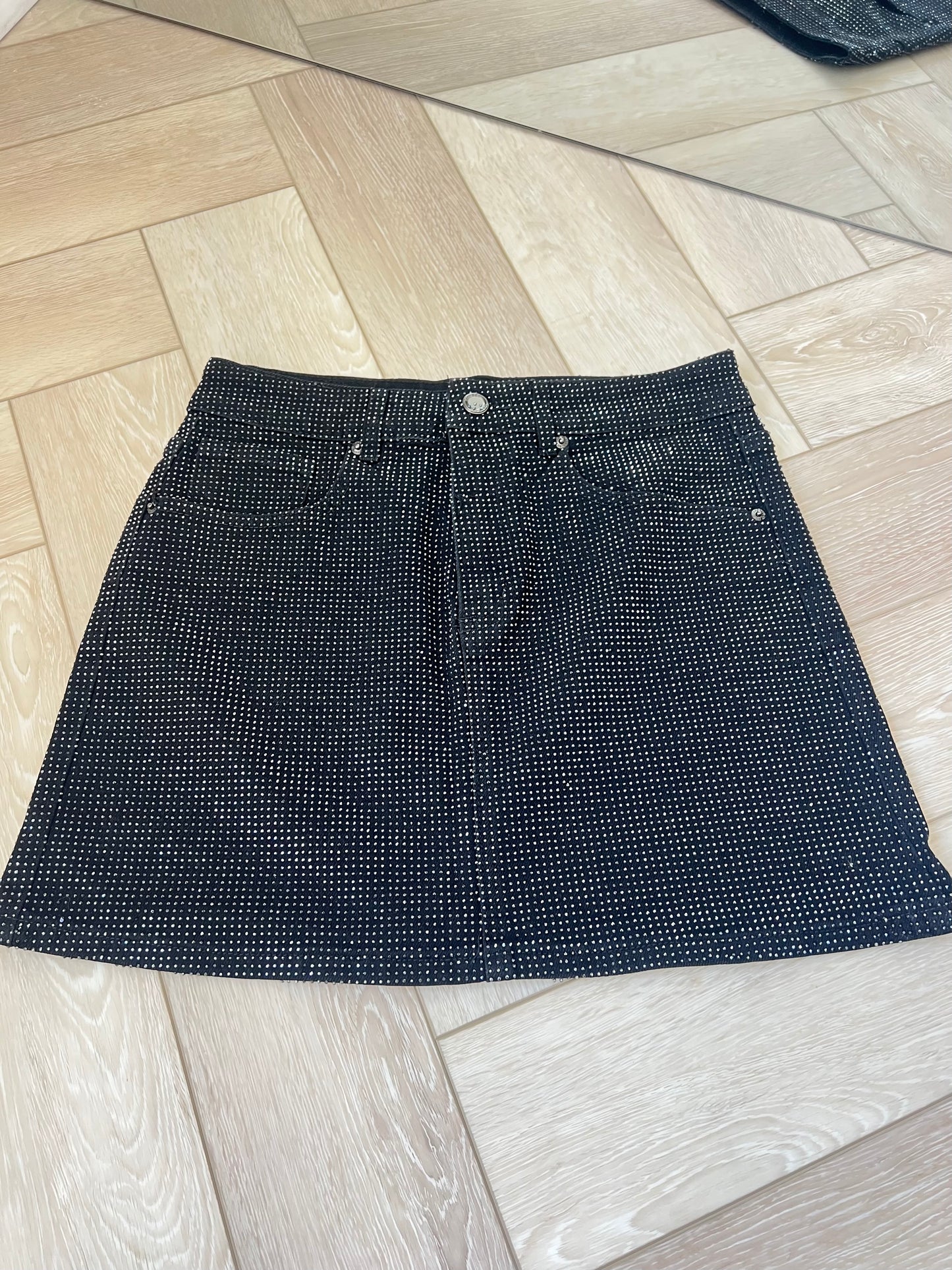 Black Diamanté Mini Skirt