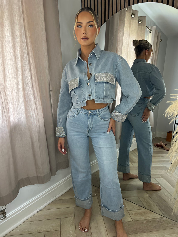 Diamanté Trim Cropped Jacket