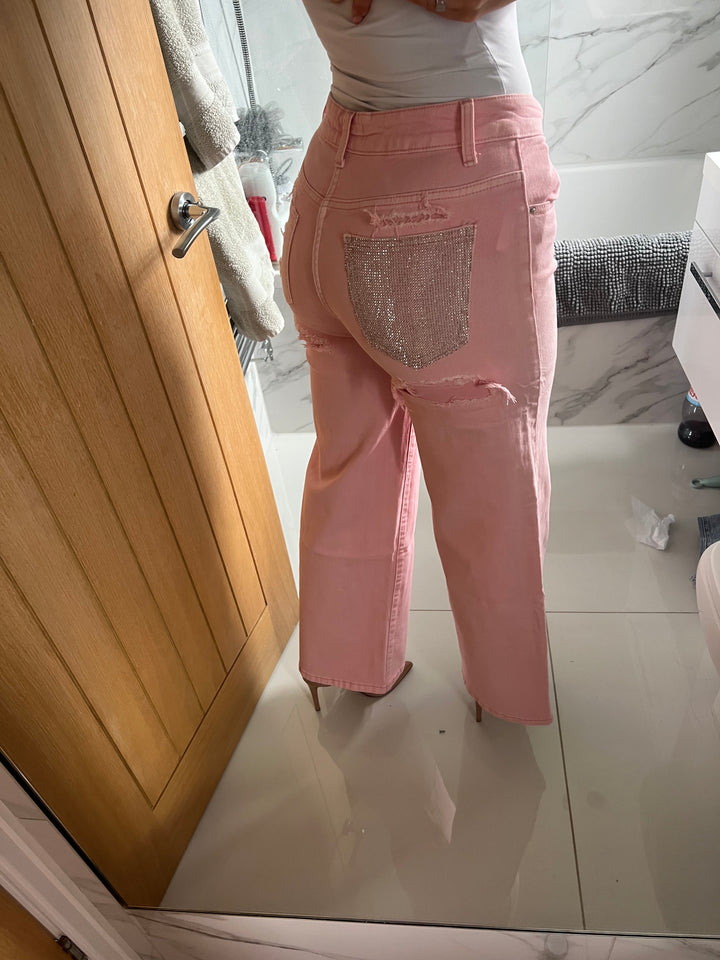 Party In The Back Jeans (Pink/Silver)