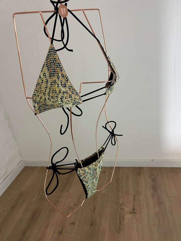 Leopard Print Rainbow Diamanté Bikini