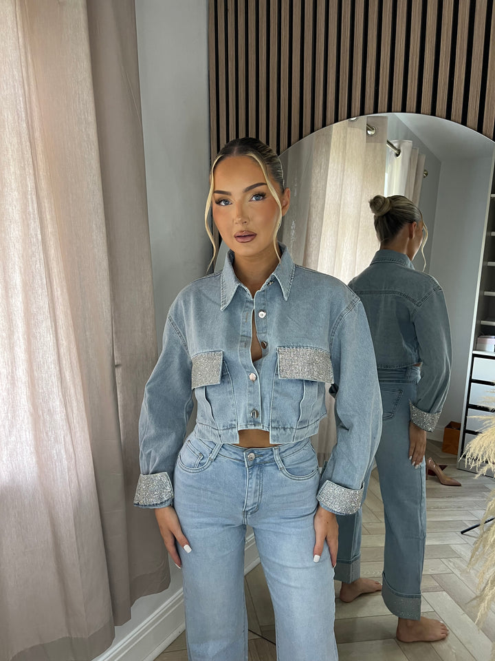 Diamanté Trim Cropped Jacket