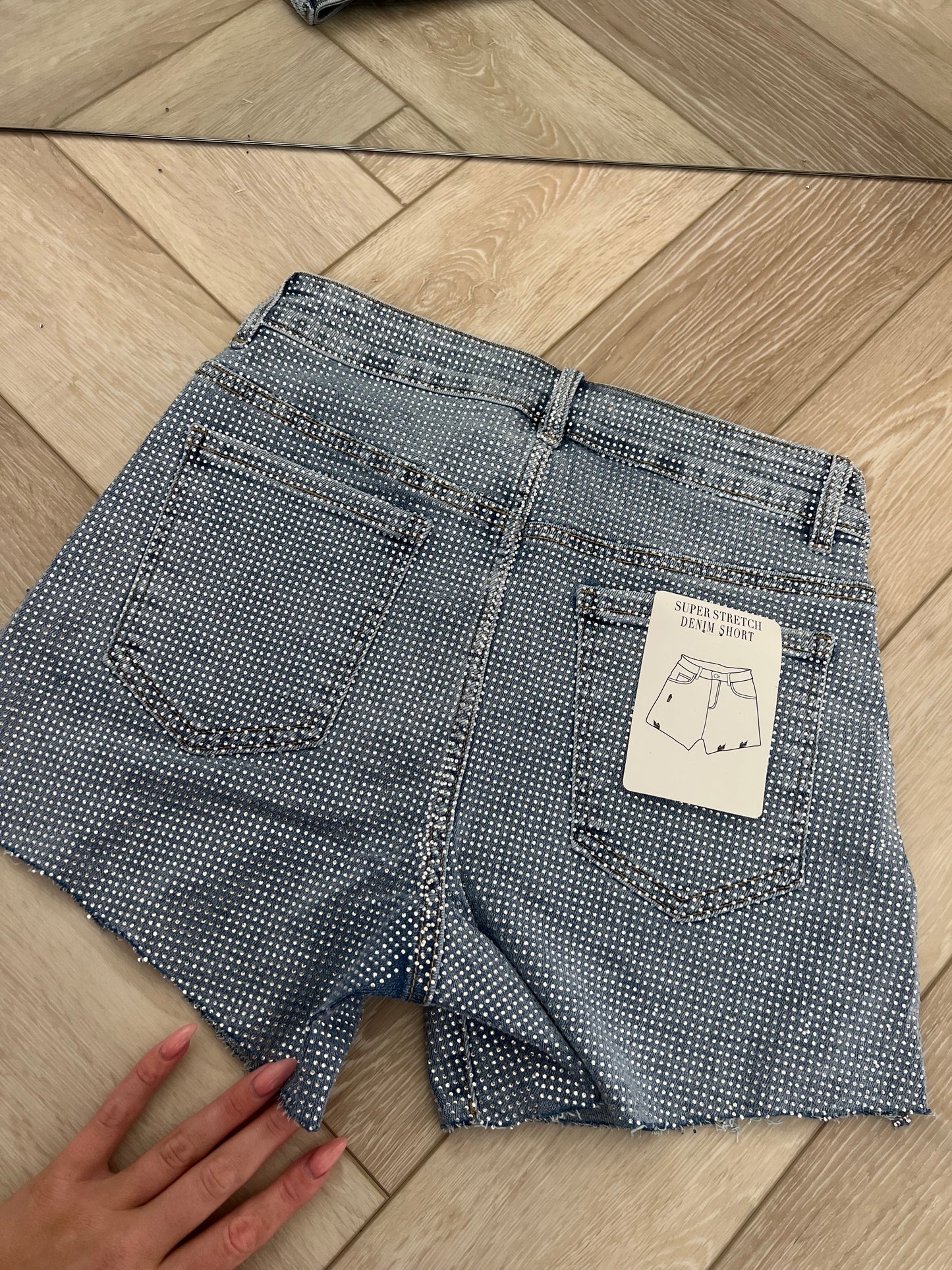 Mid Blue Super Stretch Denim Shorts