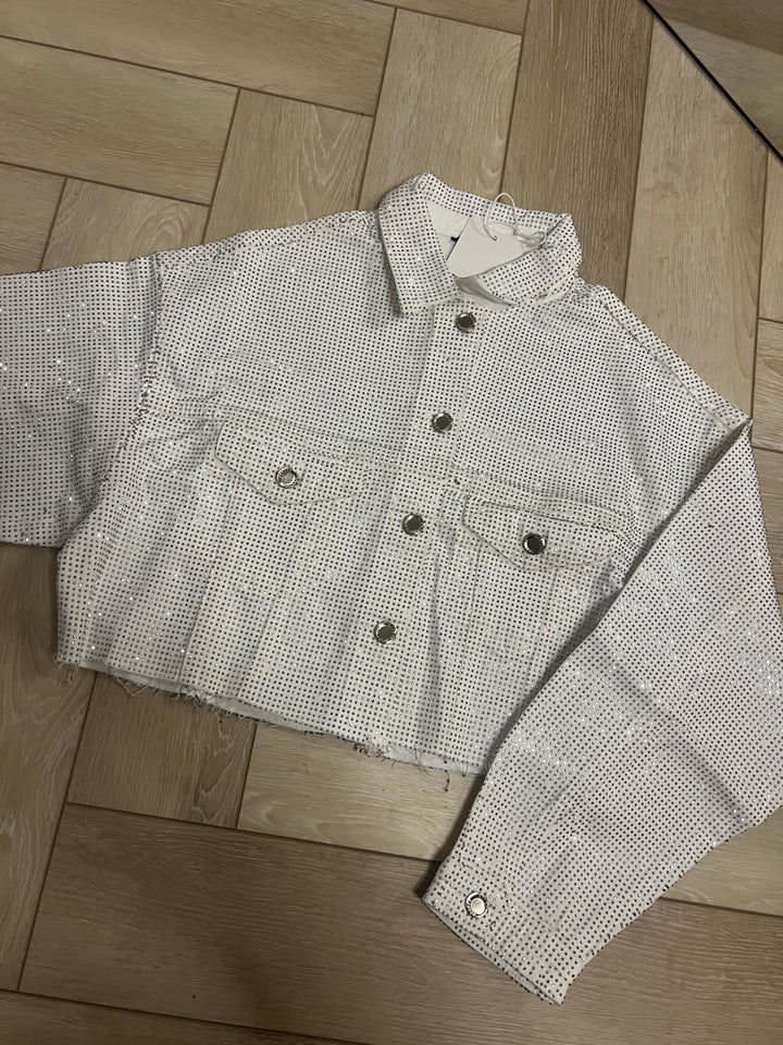 White Diamanté Denim Jacket