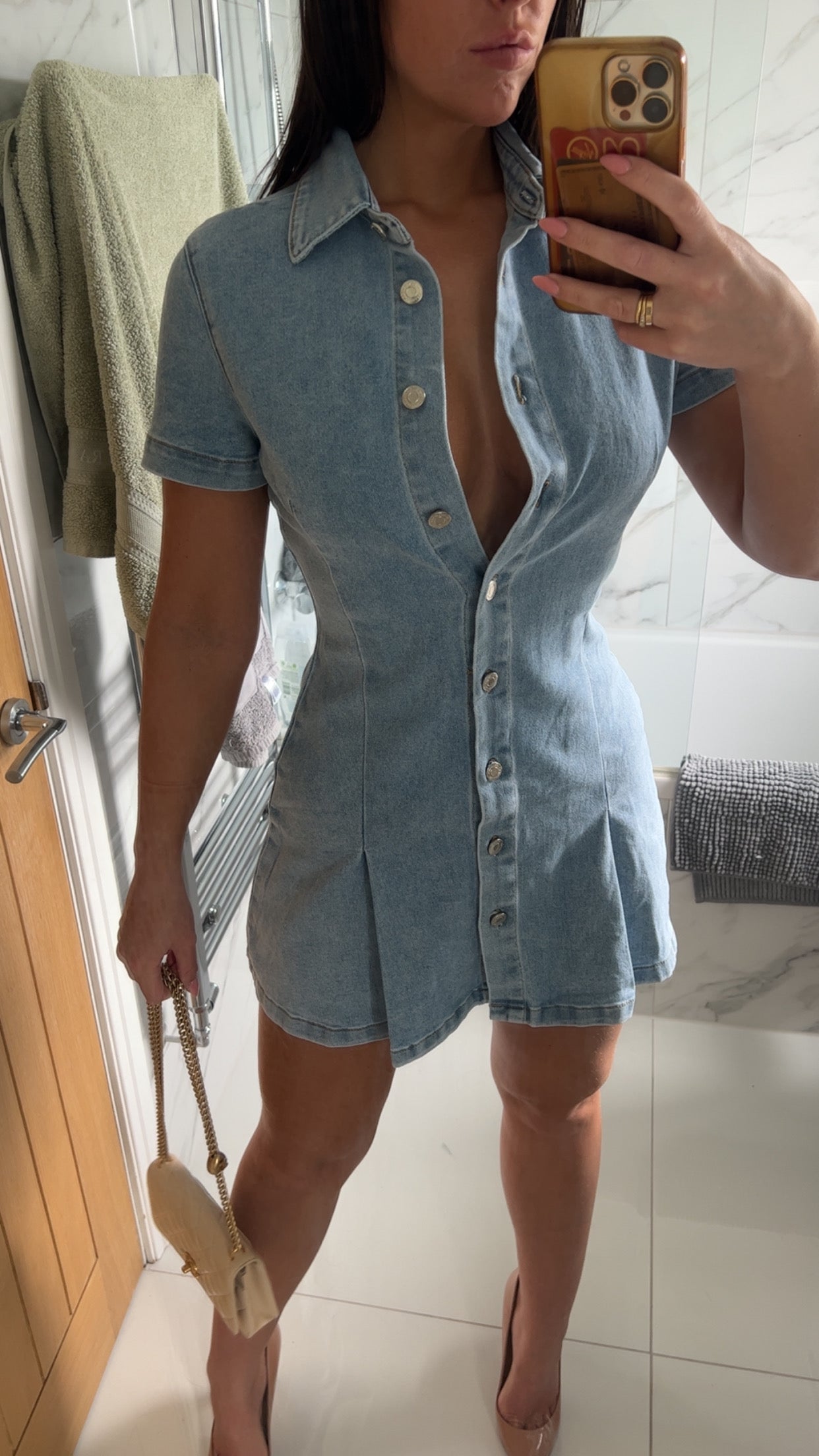 Cap Sleeve Denim Mini Dress