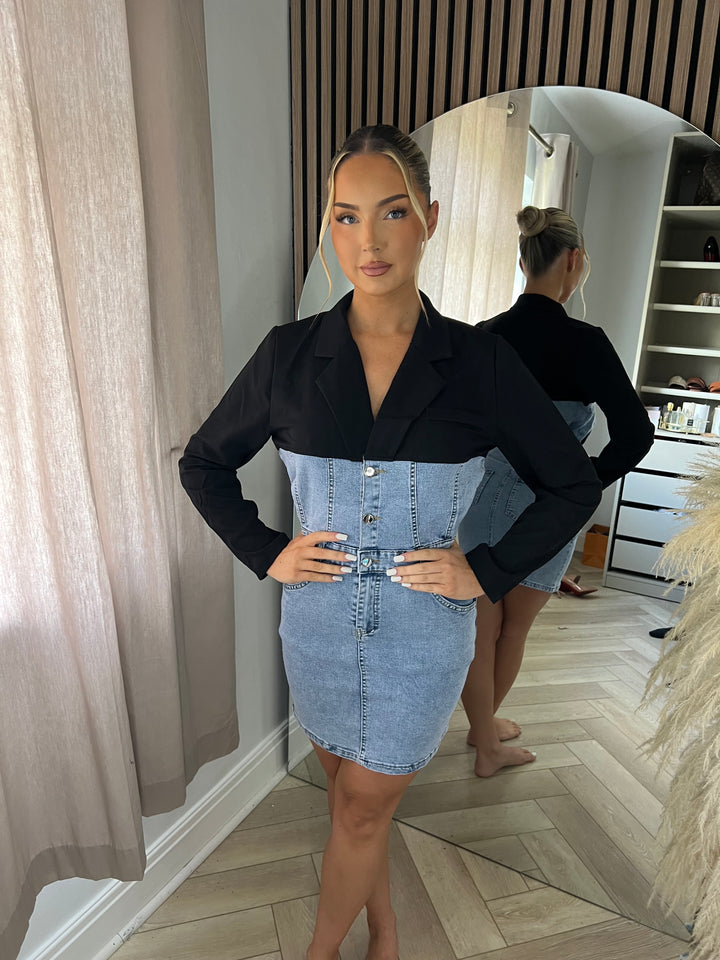 Black Blazer Denim Dress