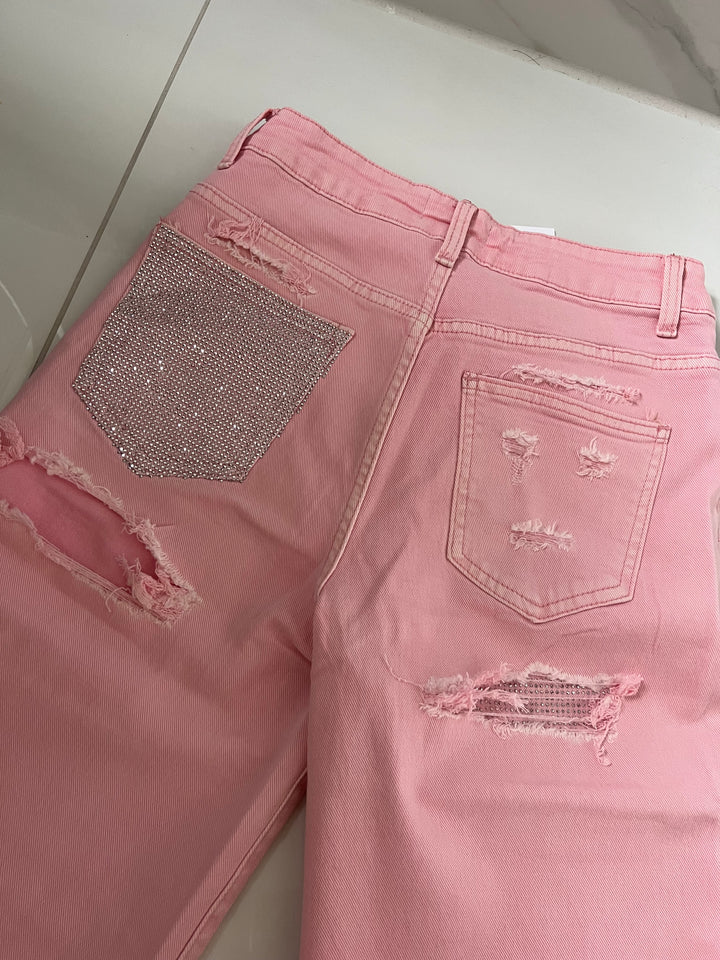 Party In The Back Jeans (Pink/Silver)