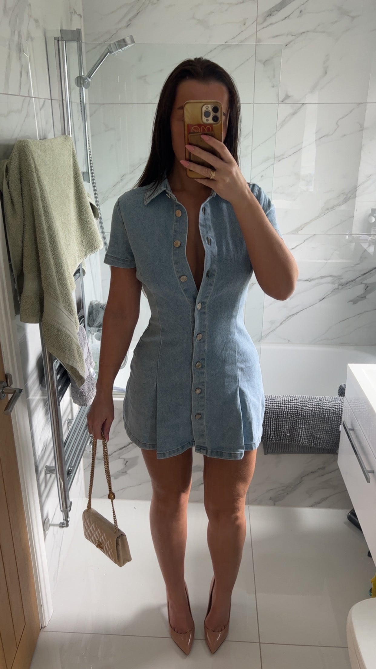 Cap Sleeve Denim Mini Dress