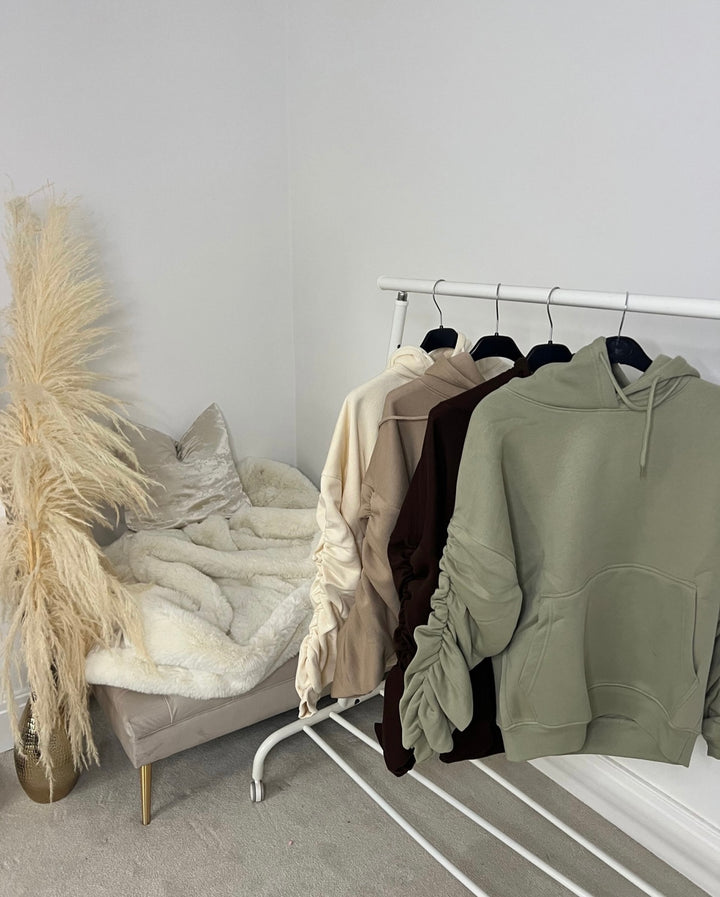 Ruched Sleeve Hoodies