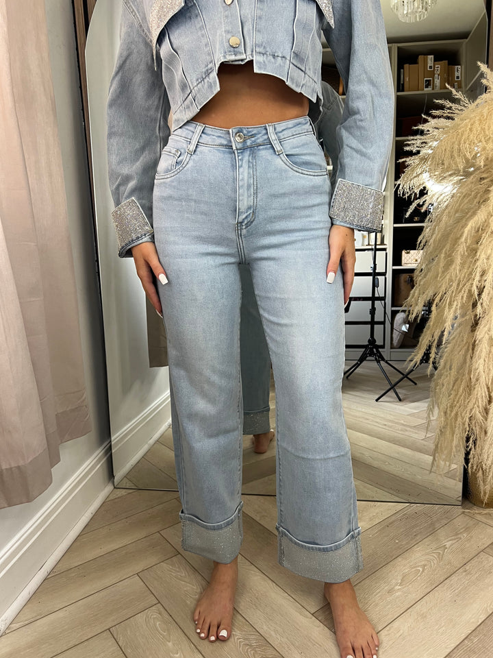 Petite 27.5” Diamanté Hem Ankle Jeans