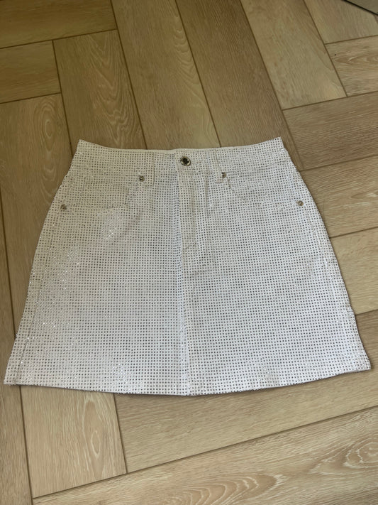 White Diamanté Mini Skirt