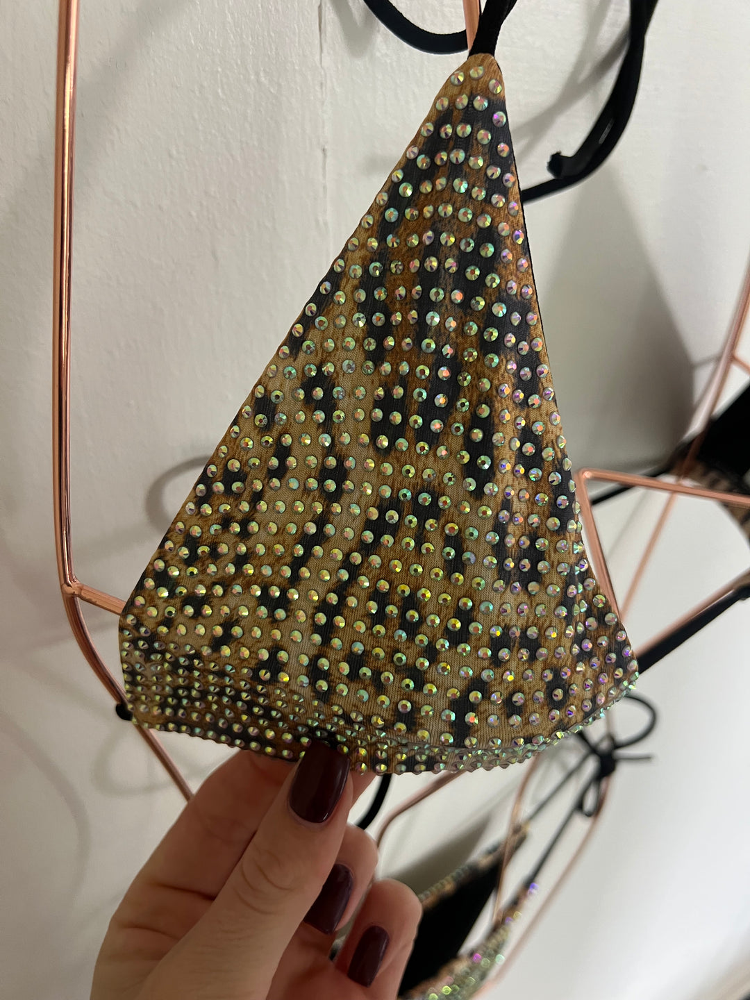 Leopard Print Rainbow Diamanté Bikini