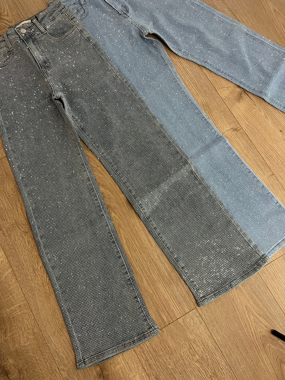 Petite Full Diamanté Straight Leg Jeans