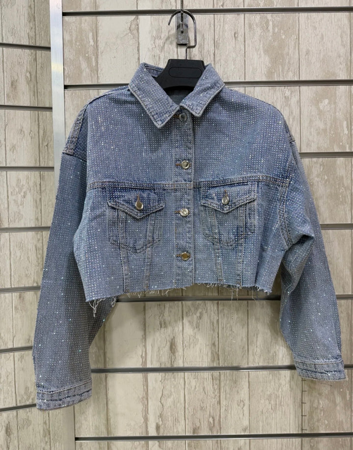 Rainbow Diamanté Denim Jacket