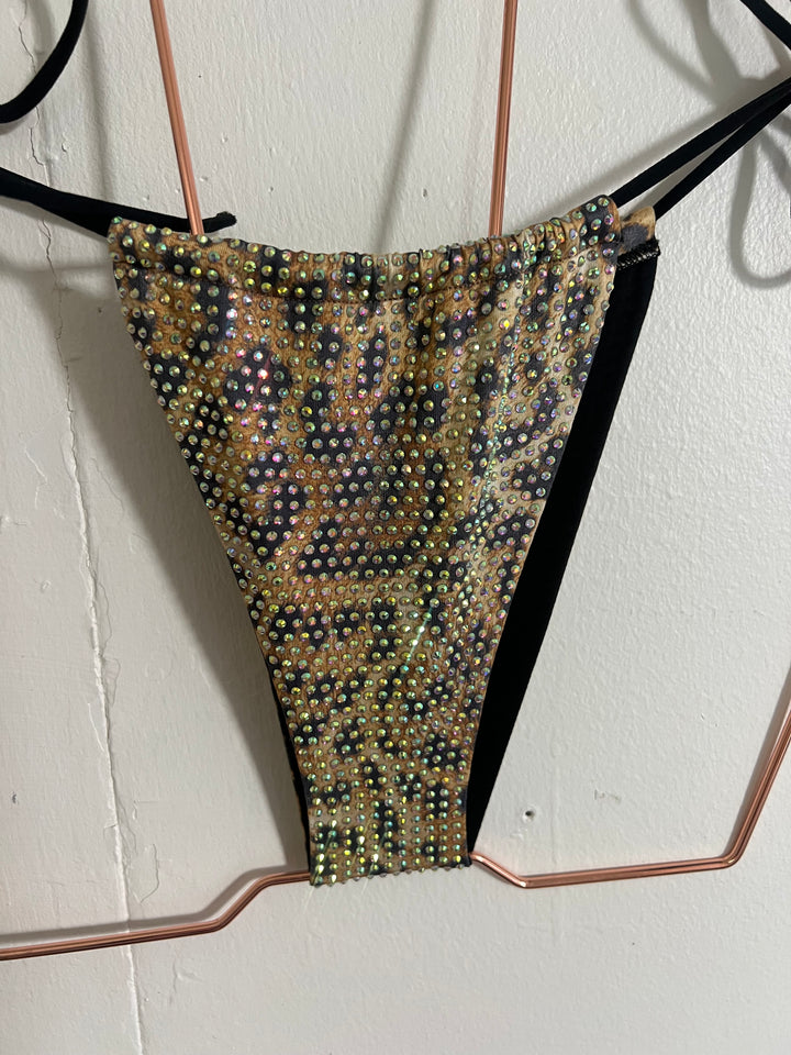 Leopard Print Rainbow Diamanté Bikini