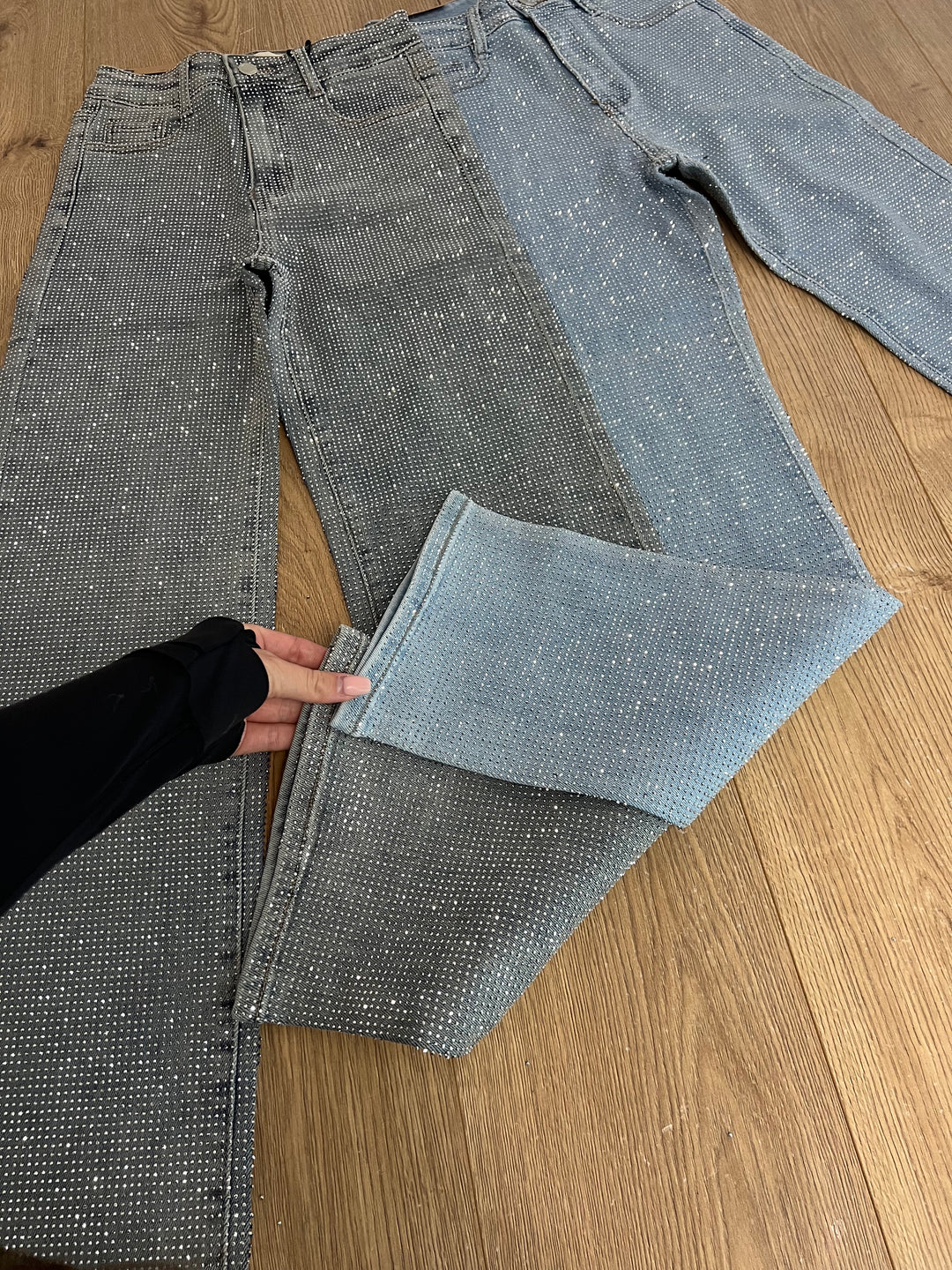 Petite Full Diamanté Straight Leg Jeans