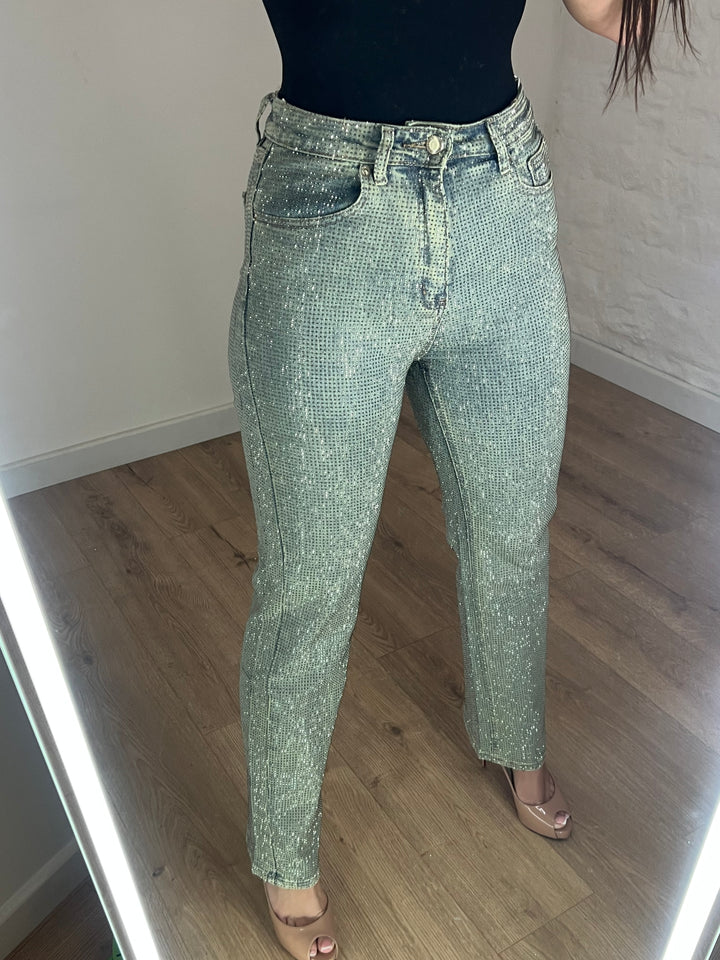 Demi Acid Wash Diamanté Jeans