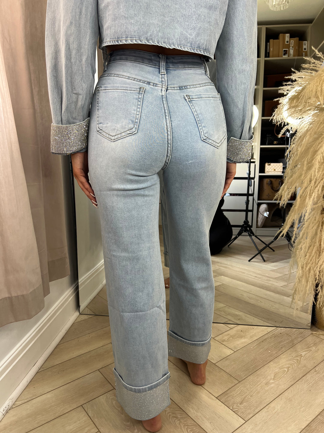 Petite 27.5” Diamanté Hem Ankle Jeans