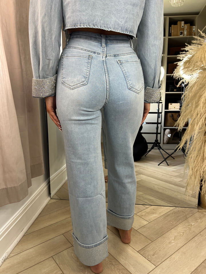 Petite 27.5” Diamanté Hem Ankle Jeans