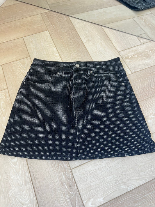 Black Diamanté Mini Skirt