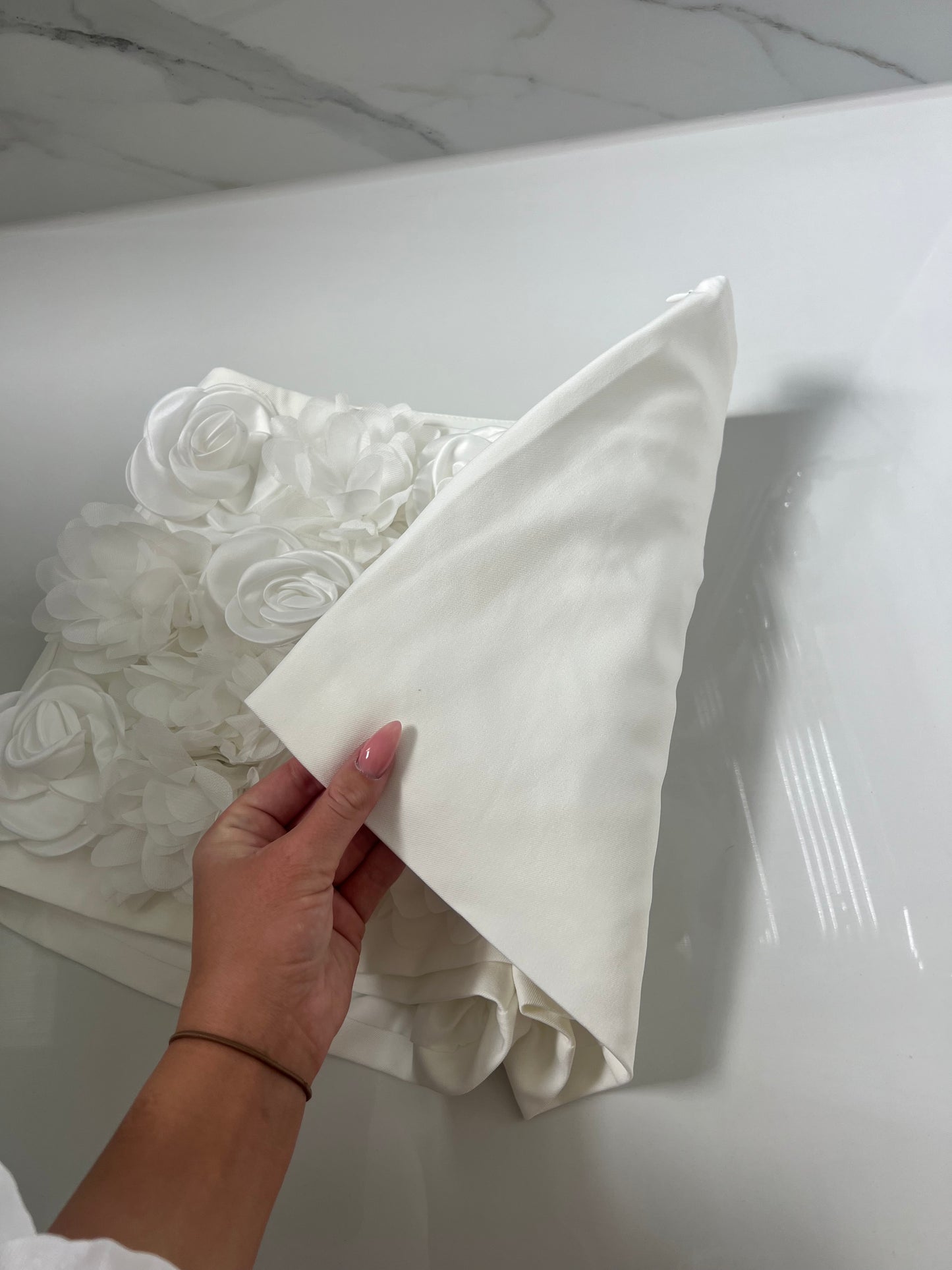 White 3D Rose Skort