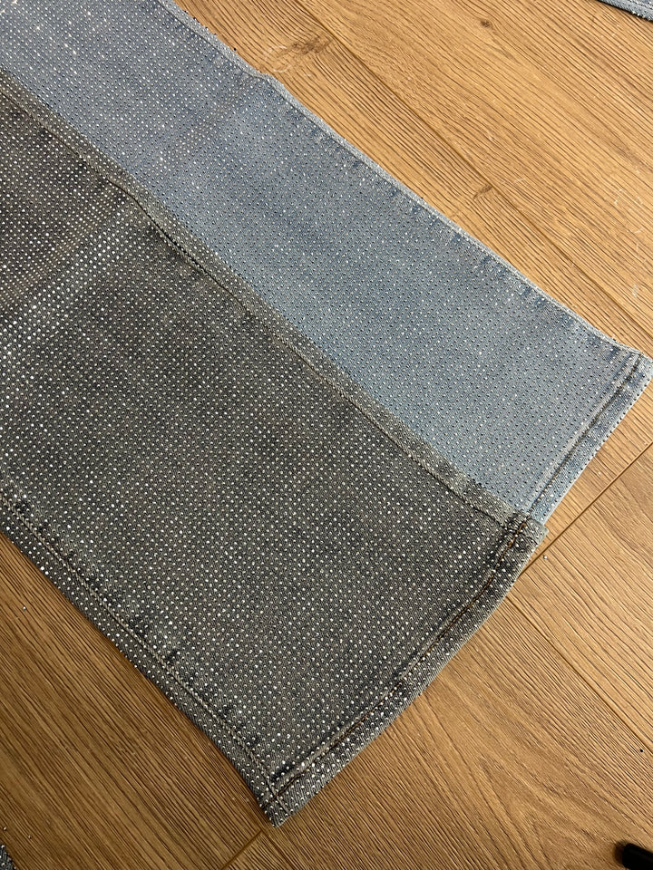 Petite Full Diamanté Straight Leg Jeans