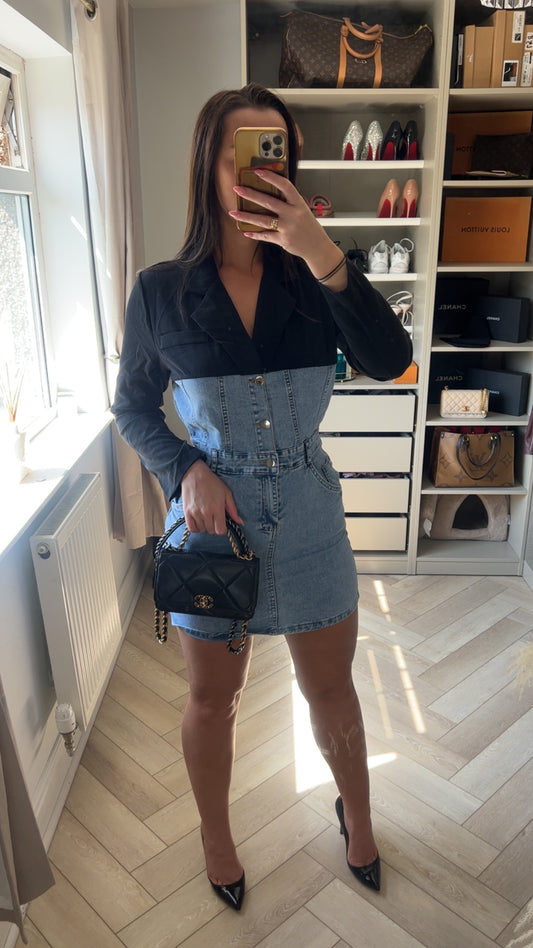 Black Blazer Denim Dress