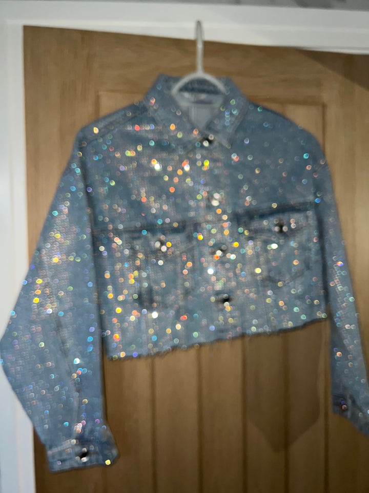 Rainbow Diamanté Denim Jacket