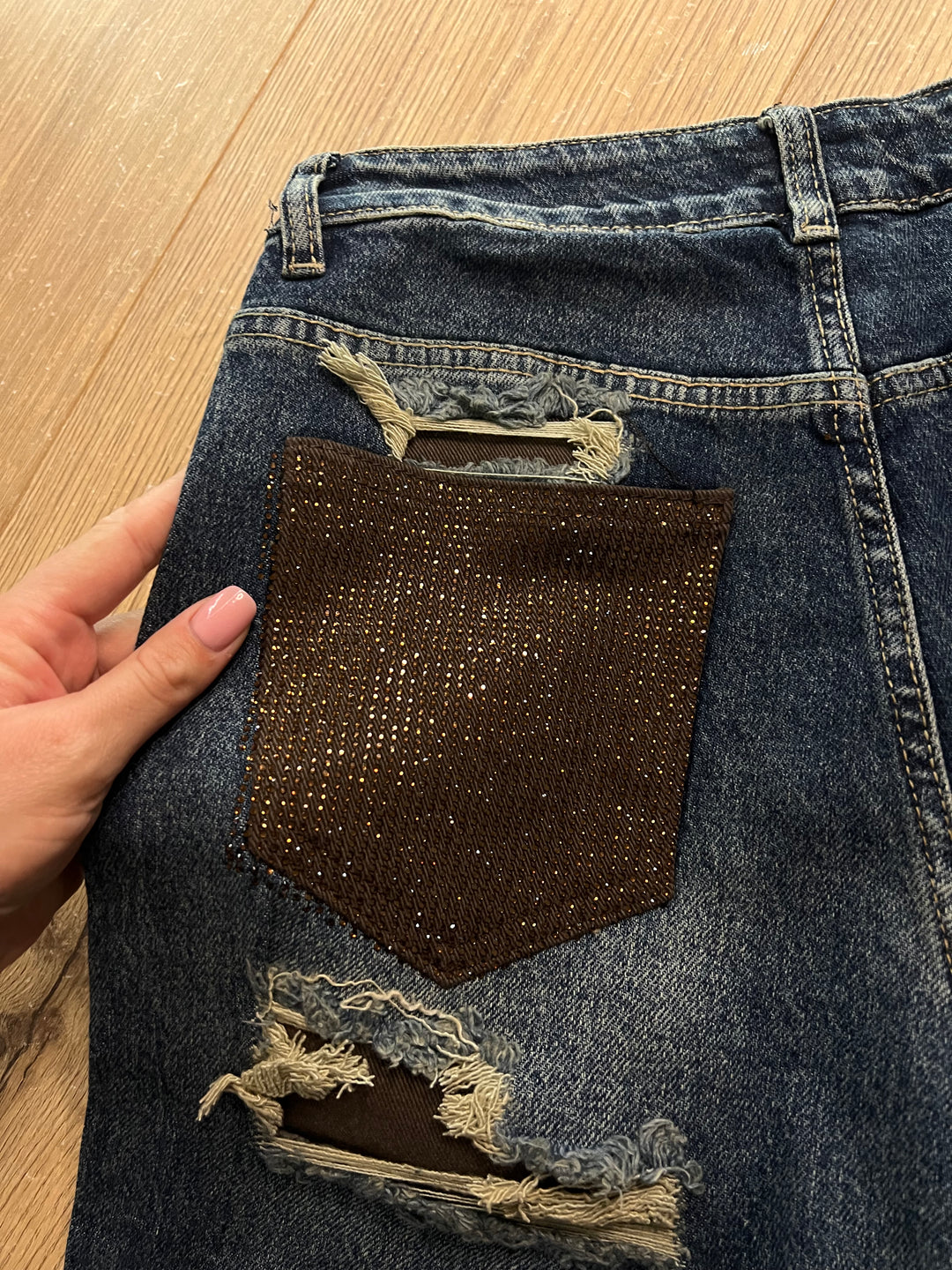 Party In The Back Jeans (Bronze + Dark Blue)