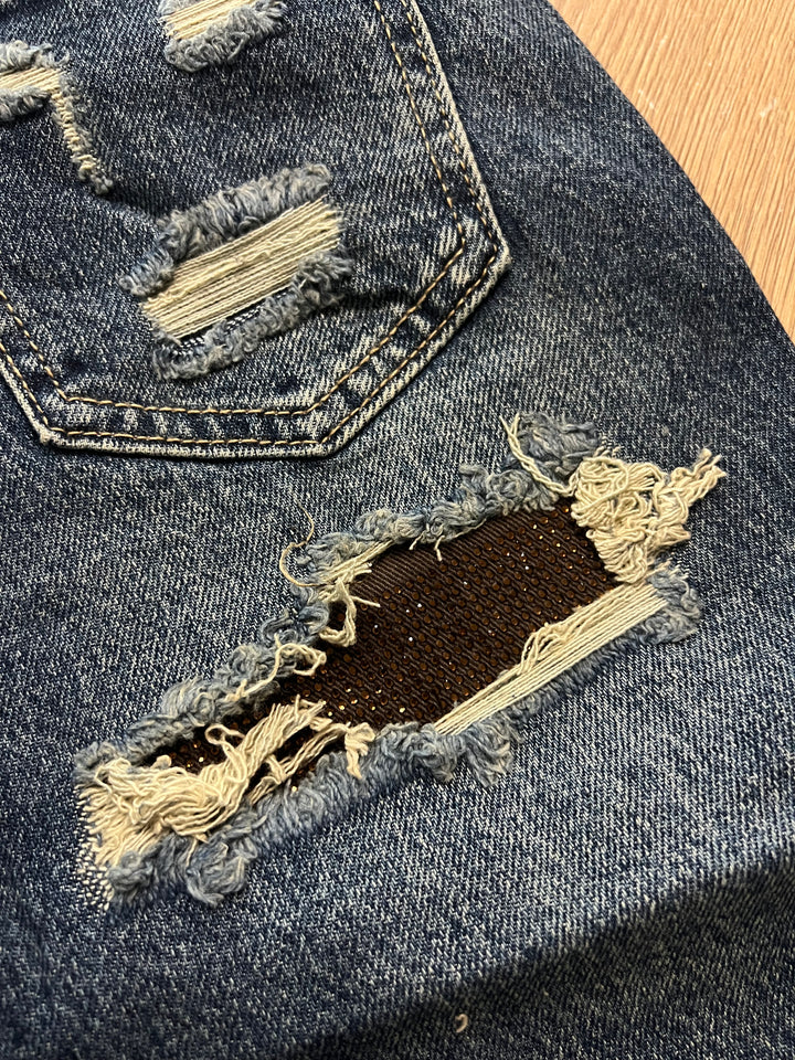 Party In The Back Jeans (Bronze + Dark Blue)