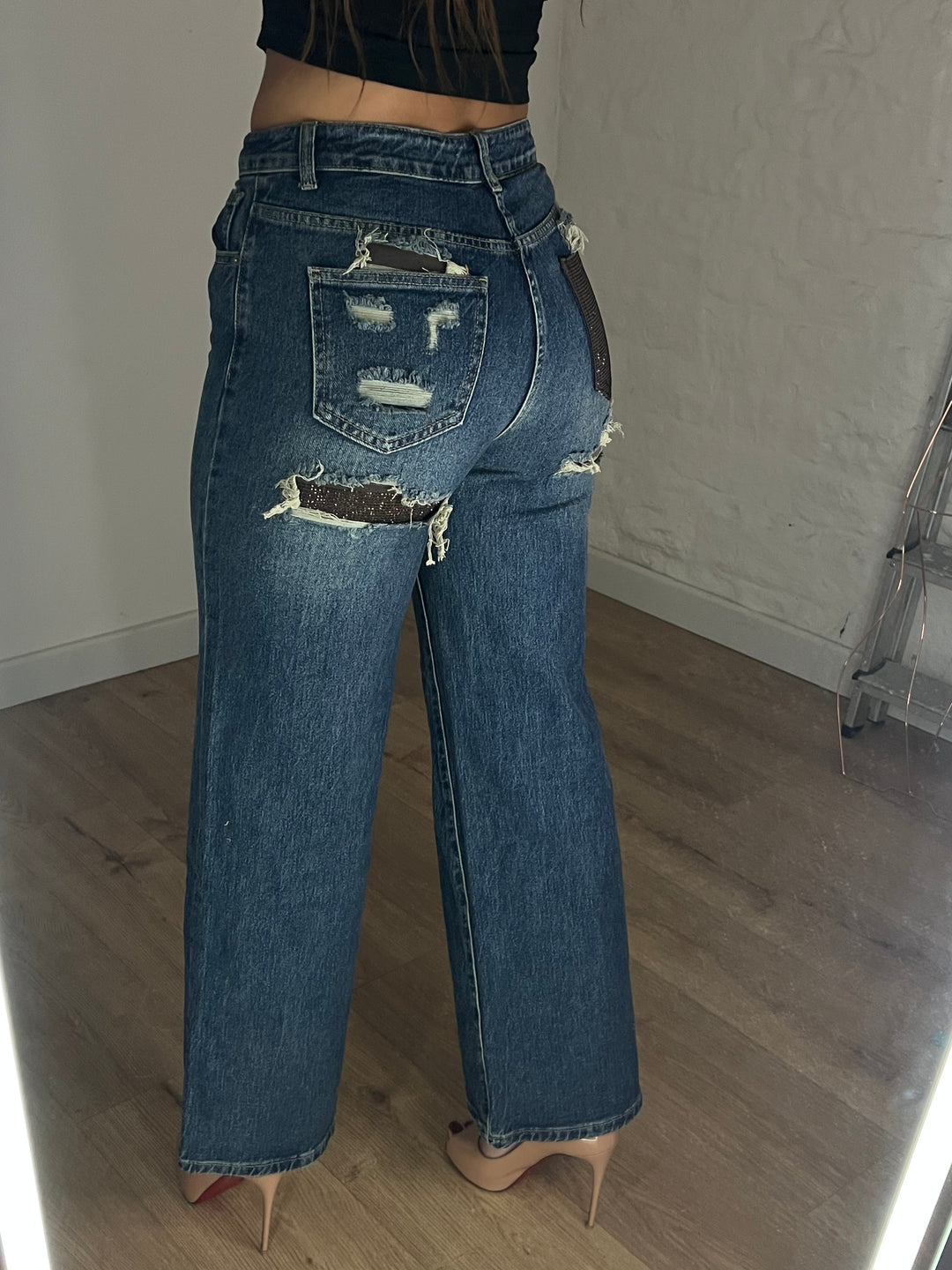 Party In The Back Jeans (Bronze + Dark Blue)