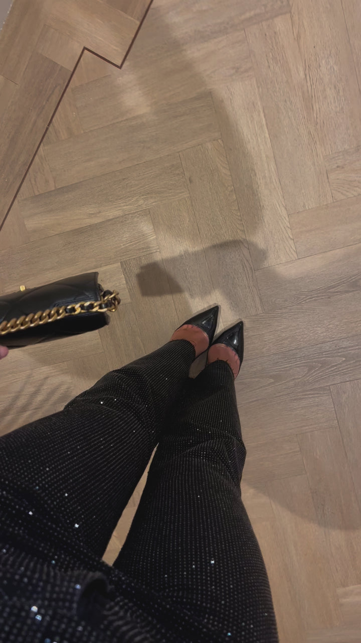 Black Straight Leg Diamanté Jeans